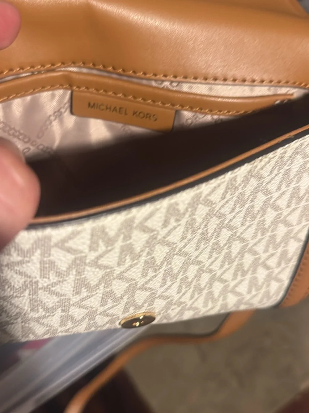 Michael Kors Beige & Brown Signature MK Crossbody